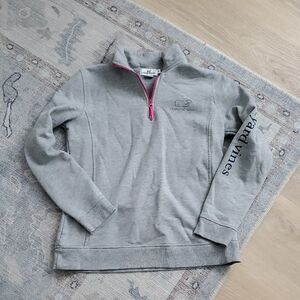 Vineyard Vines Gray 1/4 Zip Whale Shep Sweatshirt SzS